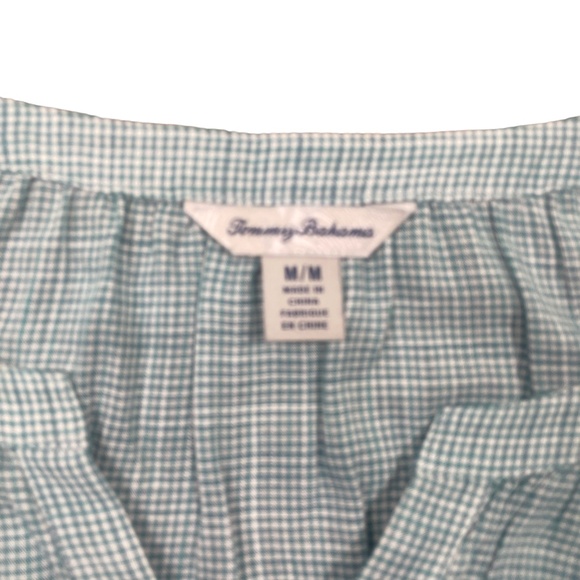 Tommy Bahama Medium Ladies 3/4 Sleeve Green White Blouse Rayon - Picture 2 of 5